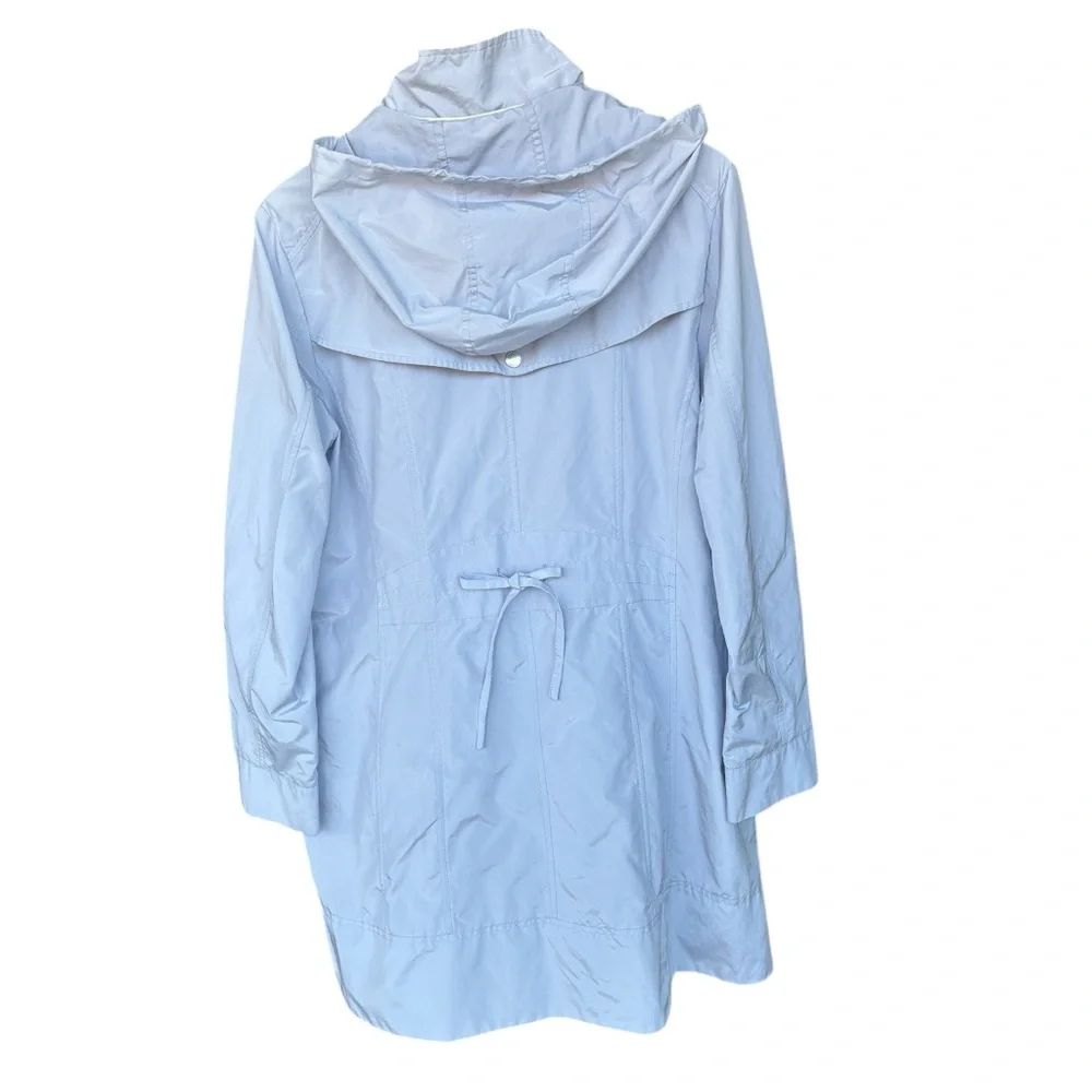 Cole Haan Bow Back Packable Hooded Raincoat Blue XL